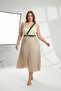 Large Size Khaki Women's Leather Body Belt with Chain Detail - 2