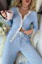 Ribbed Lace Detail Two-Piece Pajama Set - 3