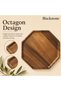 Acacia Wood Octagon Serving Tray Wooden Cheese and Dessert Platter for Fruits, Pastries, Snacks and Appetisers - 3