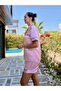 Pink and White Striped Satin Pajama Set with Shorts - 2