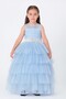 Girl's Evening Dress Layered Ruffle Tulle Long Princess Dress with Stone Buckle - Birthday, Party, Wedding, Graduation (3, 4, 5, 6, 7 Years) 35060Pr - 2