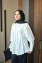Women's Lightweight Gathered Poplin Shirt White - 3