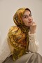 Twill Silk Scarf Art Pattern Khaki 90X90