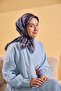 Twill Silk Scarf Royale Shawl Pattern Navy Blue 90X90 - 4