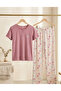 Girl's 100% Cotton Compact Combed Cotton Buttoned Crew Neck Pajama Set - 6