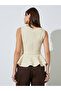 Butter Yellow Sleeveless Belted Peplum Top - 4