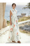 Off White Floral Lace Trim A-Line Maxi Dress - 2