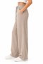 Women's Beige Muslin Fabric Elastic Waist Lace-Up Wide Leg Relaxed Fit Summer Trousers - 2