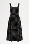 Women's Square Collar Back Tie Polka Dot Midi Length Knitted Dress - 4