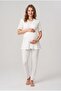 Women's Ecru Double-Breasted Collar Maternity Pajama Set with Breastfeeding Feature