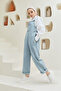 Ice Blue Denim Three-Pocket Detailed Loose Women's Jumpsuit - 2