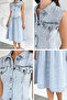 Blue Women's Front Buttoned Jean Denim Dress - 5