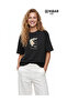 Nubarco Women's Black Oversize 100% Cotton Special Design Printed T-Shirt