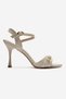 Women's Stoned Single-Heeled Sandals Beige Crinkled - 2