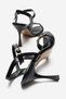 Women's Stoned Single-Heeled Sandals Black Wrinkled - 6