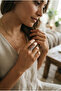 Plated Large Agate Stone Adjustable Ring - 5