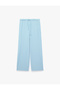 Bürümcük Fabric Textured Waist-Tie Flat Wide-Leg Trousers
