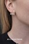 Four Baguette Stone Dangle Steel Gold Earrings - 2