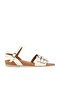 Beige Leather Women's Flat Sandals