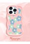 iPhone 15 Pro Compatible Case with Camera Protection Pink Silicone Couple Phone Case with Floral Pattern - 2