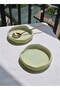 2 Pieces Green Porcelain Curved Mini Oven Dish 14 cm Small Size Presentation Plate Appetizer Salad Plate Asymmetrical
