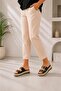 Women's Black Platform Sole Double Buckle Slippers - 3