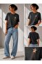 Oversize Women's T-Shirt with Hanging Star Accessory - 2