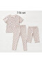 Girl's T-Shirt-Capri-Leggings Set of 3 White Floral Patterned