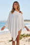 Women's Cotton Lightweight Transparent Asymmetrical Cut Long Poncho Cape - 3