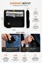 Men's Wallet Card Holder Set |   Black Magnetic Buckle Leather Bracelet & Keychain Gift - 4