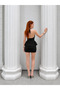 Women's Black Halter Neck Staple Detailed Peplum Mini Dress Dcf265 - 5