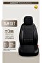 Opel Corsa E Compatible Leather Detailed Car Seat Cover Full Set with Lumbar Support Fast Black - 3