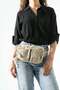 Women's Beige Body Bag Waist Bag, Shoulder Bag with Strap, Chest Bag, 15X24Cm - 2