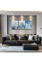 Blue Gold Abstract Marble Gallery Wrapped Canvas Wall Art 3 Panels | 30x40cm 12x16 inch Each | Luxury Modern Wall Decor - 2