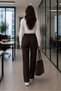 Violeta Women's Navy Blue High Waist Palazzo Special Production Fabric Trousers with Elastic Waist on the Sides - 2