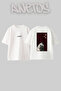 Horses and Doves Design Back Printed Cotton White Oversize T-Shirt