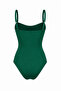 Green Swimsuit with Adjustable Straps, Strappy Covering, Stylish and Slimming Look, and Draped Front - 2