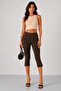 Women's High Waist Stretchy Elastic Waist Slit Slim Fit Capri Pants - 2