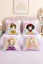 Rainbow Princesses Patterned 4-Piece Children's and Baby Throw Pillow Cover Set