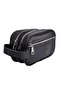 Ck-004 Men's Black Vegan Leather 3-Compartment Portfolio Shaving Bag Black Small - 4
