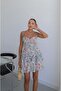 Turquoise Floral Flounce Mini Dress - 7