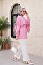 Cape Detailed Belted Voile Tunic - Pink