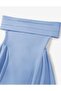 Baby Blue Galadriel Madonna Collar Double Fabric Flared Midi Dress Tns-9003 - 2