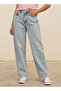 Wide Leg Button Waist Jeans with Pockets Cotton