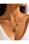 Letter D Evil Eye Beaded Gold Color Vintage Plate Women's Necklace - 3