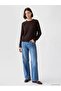 Crew Neck Knitted Women's Sweater (W6) - 2