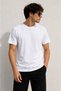 Men's T-Shirt White Regular Fit Crew Neck Cotton 30/1 Single Jersey Fabric - 3