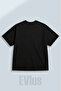 Oversize the Happiness Printed 100% Cotton Crew Neck Loose Fit Black T-Shirt - 2