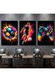Neon Soccer Gaming 3 Piece Gallery Wrapped Canvas Wall Art | 3x 30x40cm 12x16 inch | Football Player Controller Triptych - 5