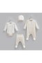 100% Cotton Fashion Girl Bodysuit and Pants 4-Piece Set 50-62 cm 0-3 Months Ecru Crml.Ekr.Bpk2264